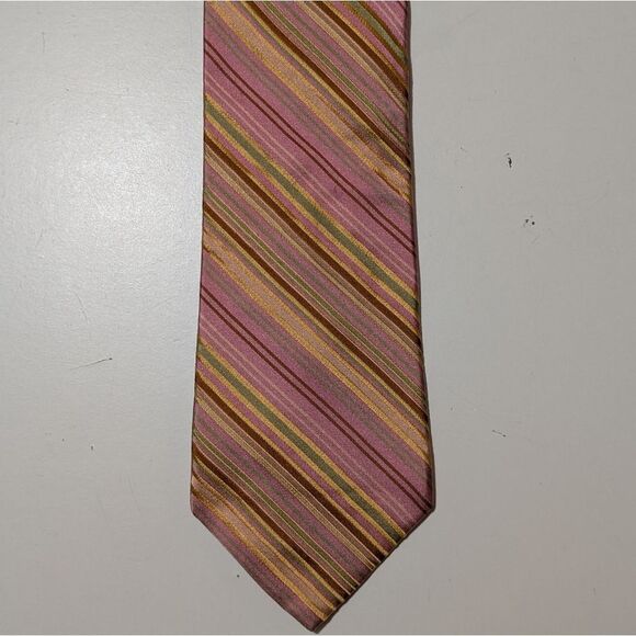 TED BAKER LONDON Pink/Burgundy stripe Silk USA Handmade Necktie/Tie - Picture 2 of 6